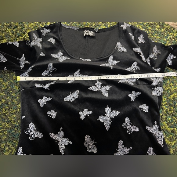 Vintage 90s Velvet Butterfly Print Dress by Melinda Women’s Size M - Picture 11 of 13